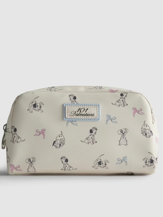 Disney Handbags - Disney 101 Dalmatians Cream Cosmetic Bag with Pink & Blue Bows